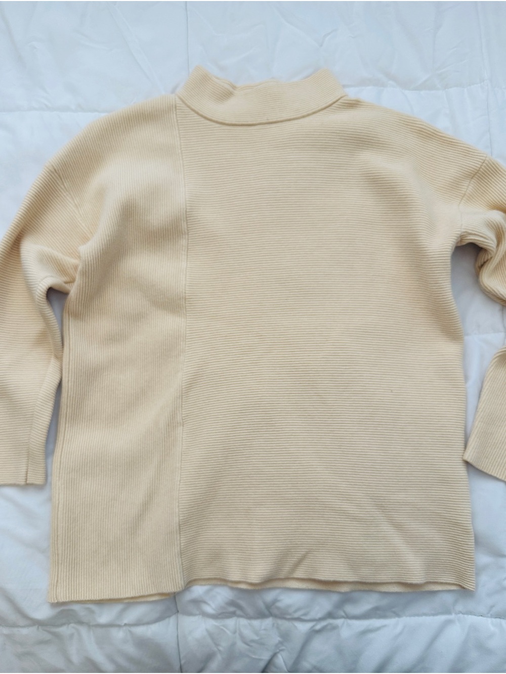 Women's Cream Ribbed Turtleneck Sweater
